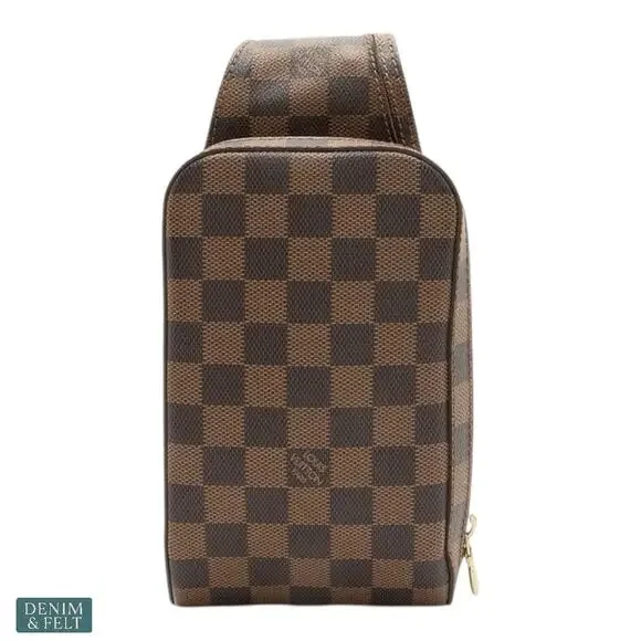 Louis Vuitton Damier Ebene Geronimos Sling Crossbody Belt Bag Brown Canvas Luxe